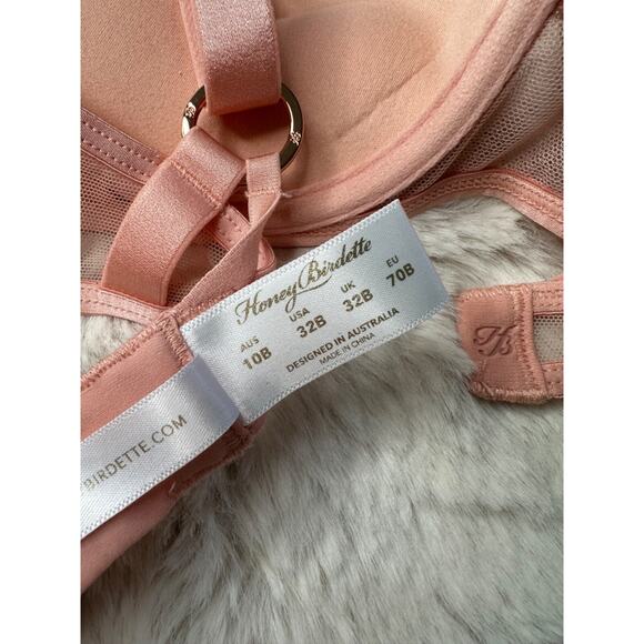 Honey Birdette JERRY🩷 Pink 2 Piece Set 32B Bra & Medium Brief - Picture 5 of 8